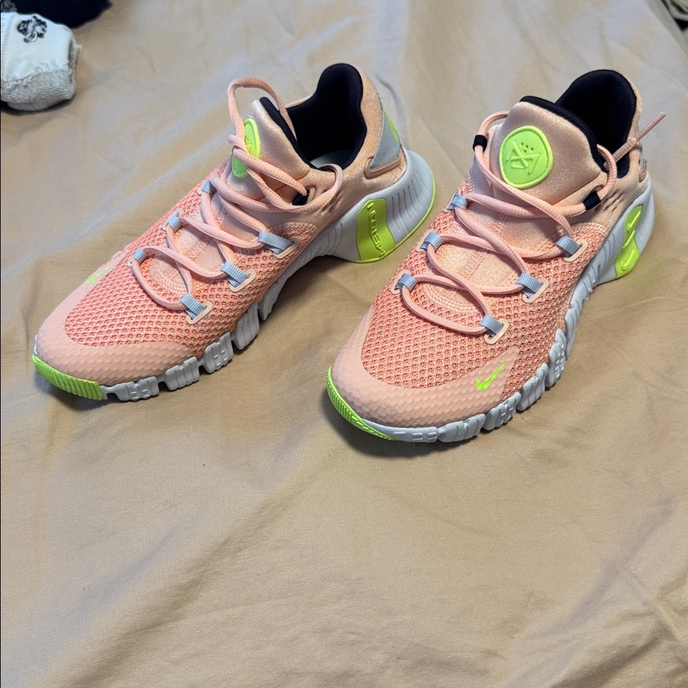 Nike Women's Sneakers in Peach and Neon Green